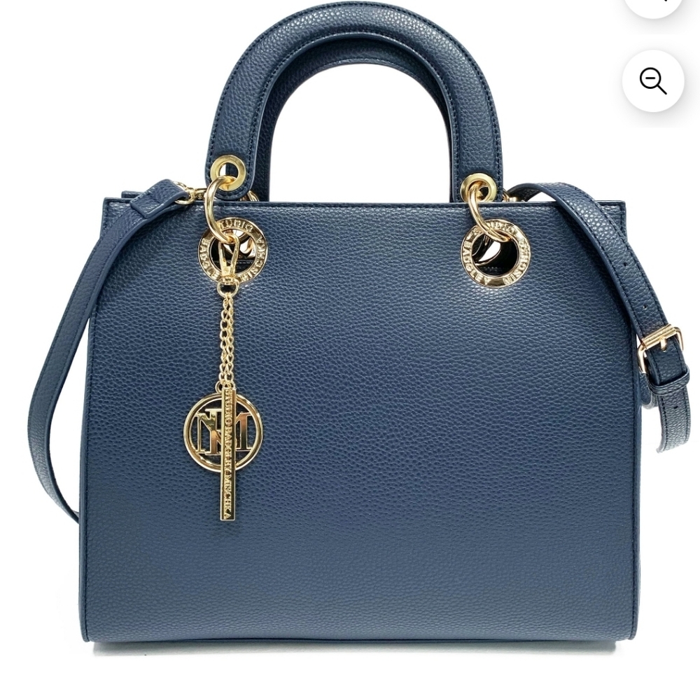 Badgley Mischka tote bag in a navy blue With Strap And Twilly NWOT